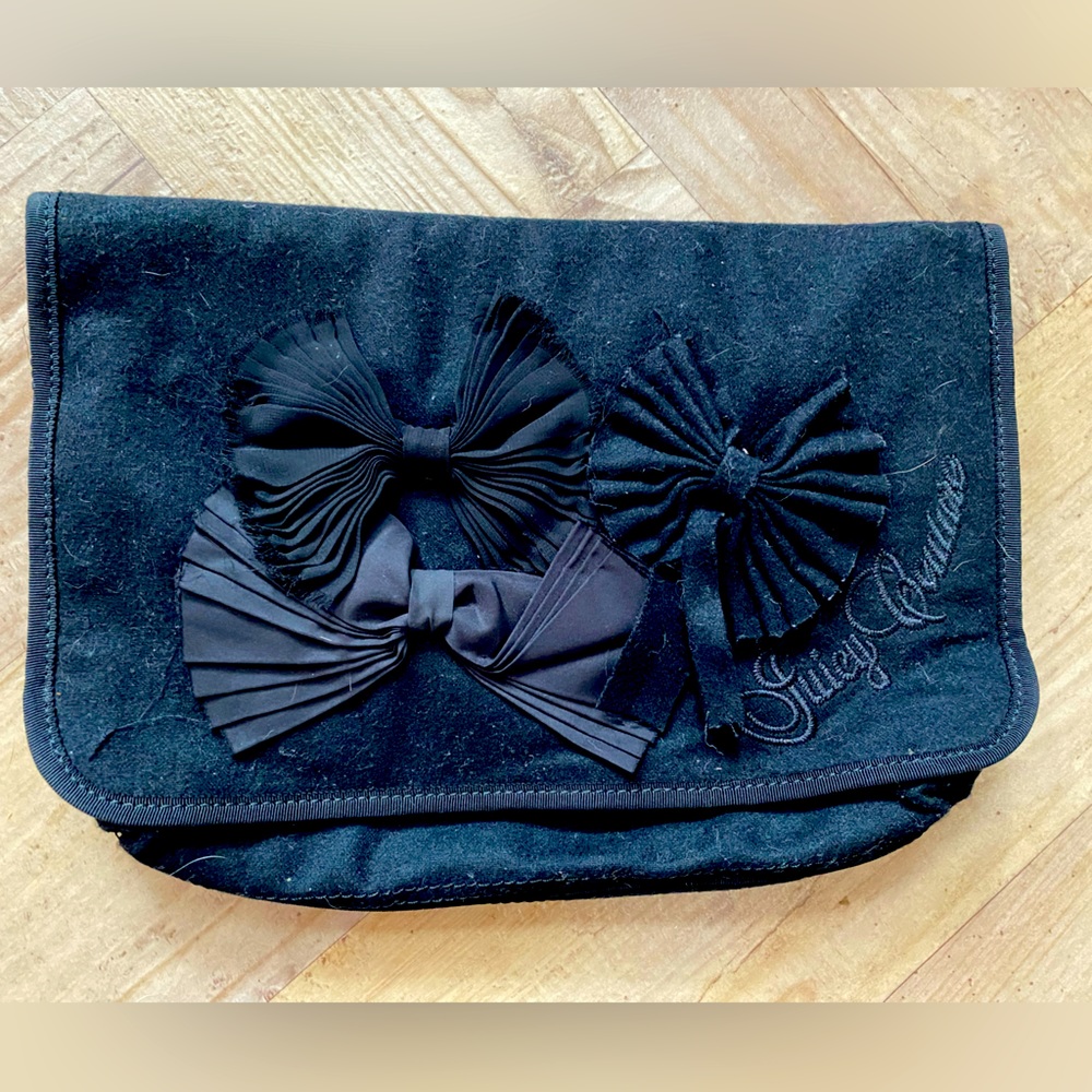 Beautiful rare black Juicy Couture wool clutch with bows